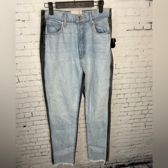 Revice Jeans Ex Boyfriend Colorblock Black Coated Harlow Wash Pants Sz 28 E2 - Picture 2 of 12